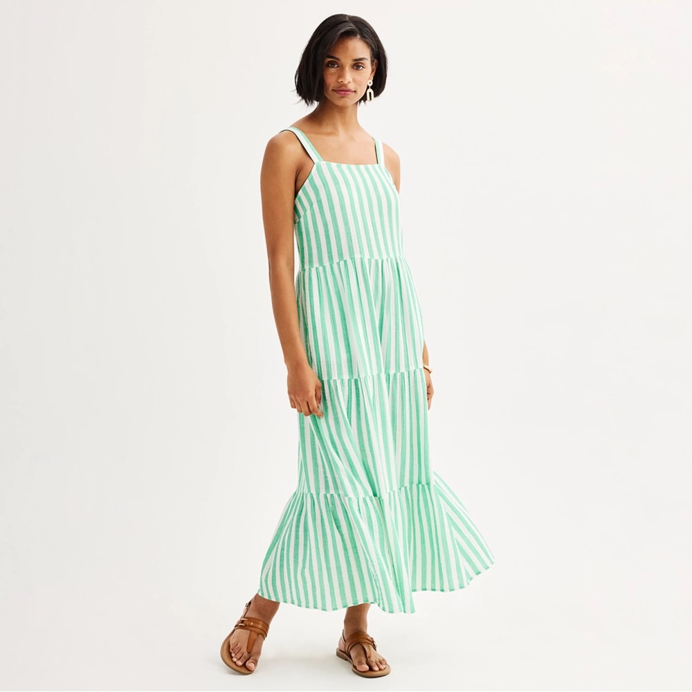 Sonoma / Soft Gauze Maxi Dress / Green Stripe / XL
Excellent Condition